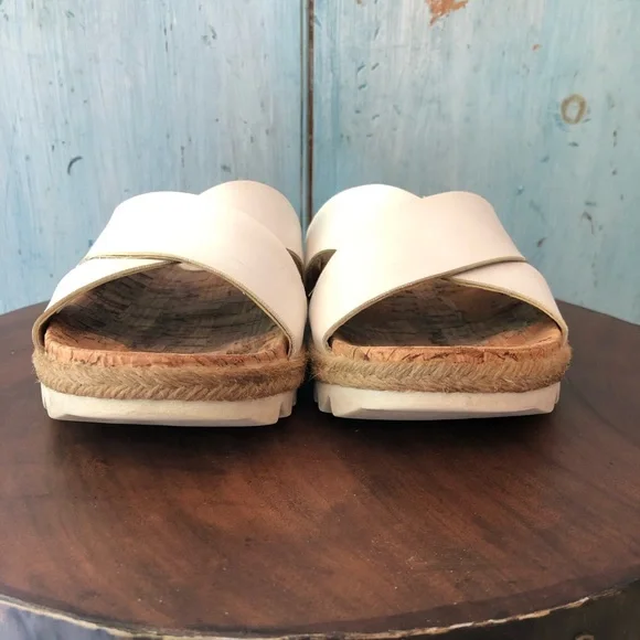 Wanted white sandals with criss-crossed straps, cork & white soles, size 8 - Picture 4 of 10